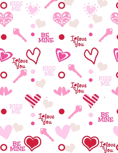 Valentine Words, Hearts & Keys on a A4 Size White Background 1 {VDC1}