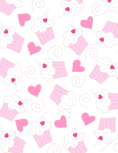 Valentine Colors Cupcakes on a A4 Size White Background 1 {VDC1}