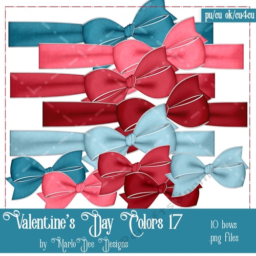 Valentines Day Colors 17 - Digital Bows Package 1