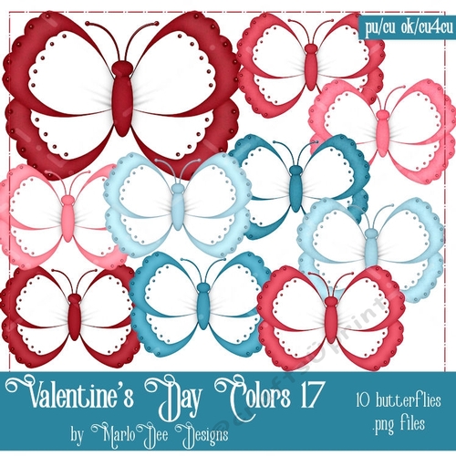 Valentines Day Colors 17 - Butterfly Graphics Package 1