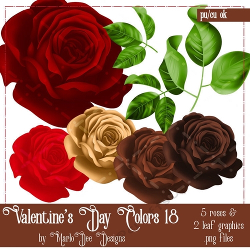 Valentines Day Colors 18 - Rose Floral Graphics Package 1