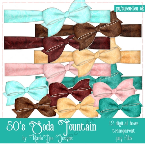 50s Soda Fountain Digital Bow Graphics Package 2