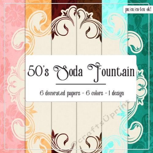 50s Soda Fountain Decorated Pattern Digital Paper Backgrounds 1