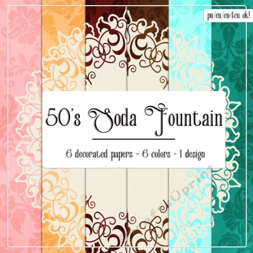50s Soda Fountain Decorated Pattern Digital Paper Backgrounds 2