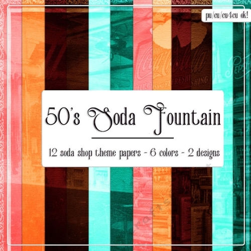 50s Soda Fountain Decorated Pattern Digital Paper Backgrounds 3
