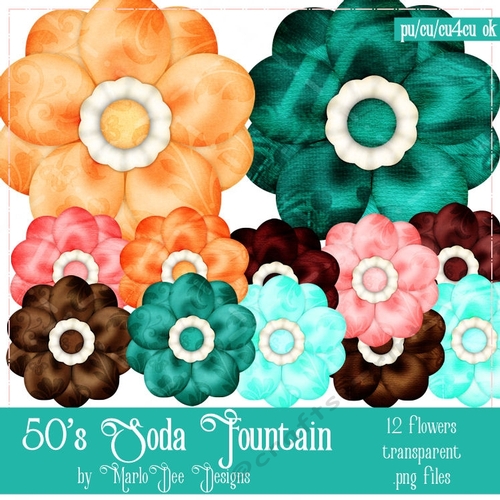 50s Soda Fountain Flower Graphics Package 2