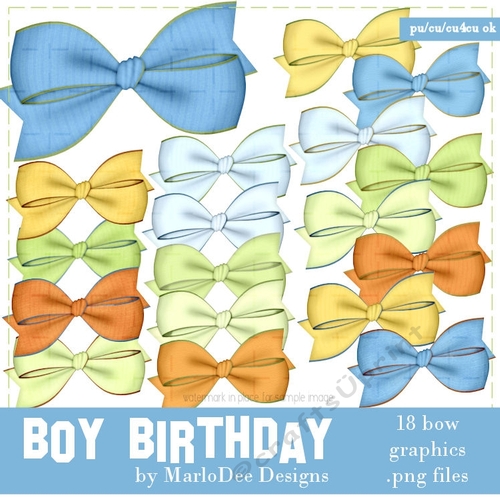 Boys Birthday Colors Bow Graphics pkg 1