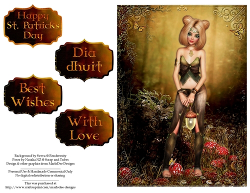 Fantasy Fairy in the Woods - St. Patricks Day, Best Wishes & More Quick Card