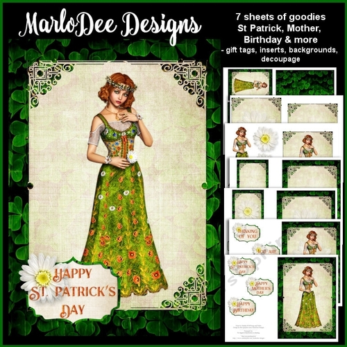 Daisy Flower Irish Girl Card Mini Kit - St. Patrick, Mother, Birthday & More