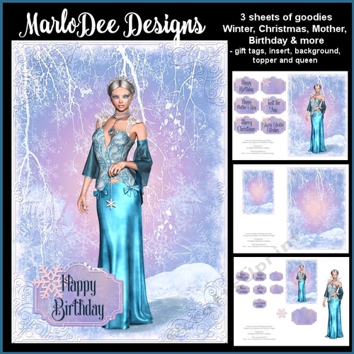 Beautiful Winter Ice Queen Card Mini Kit - Winter, Christmas, Mother, Birthday & More