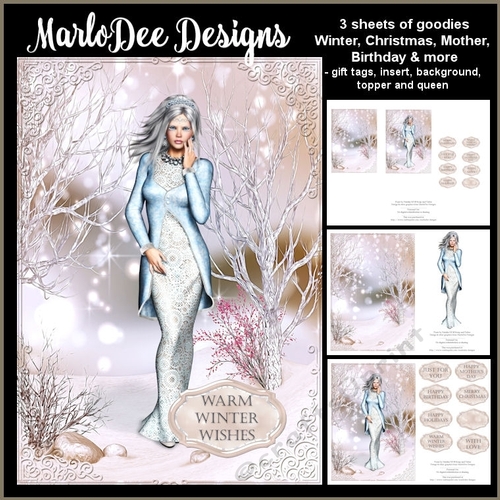 Beautiful Winter Season Woman Card Mini Kit - Mixed Sentiments