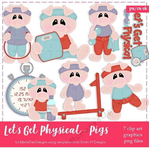 Lets Get Physical Pigs Clipart