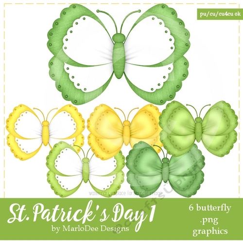 St. Patricks Day Colors 1 - Butterflies Package 1