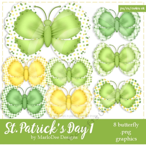 St. Patricks Day Colors 1 - Butterflies Package 2