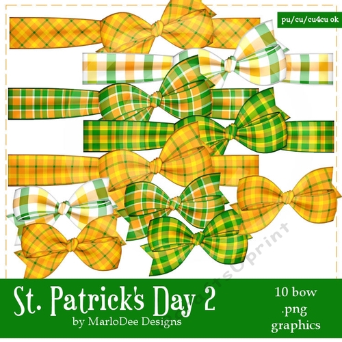 St. Patricks Day Colors 2 - Digital Plaid Bow Package 1