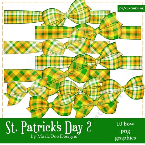 St. Patricks Day Colors 2 - Digital Plaid Bow Package 2