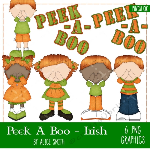 Peek a Boo Irish Children Clipart Graphics