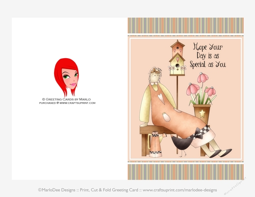 Primitive Girl - Hope Your Day is as Special as You 5x7 Cut & Fold Card (CU Allowed)