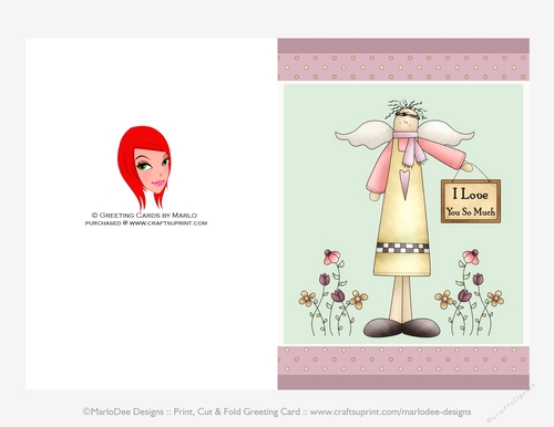 Primitive Angel - I Love You so Much 5x7 Cut & Fold Card (CU Allowed)