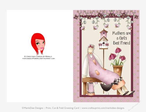 Primitive Girl - Mothers are a Girls Best Friend 5x7 Cut & Fold Card (CU Allowed)