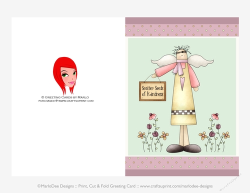 Primitive Angel - Scatter Seeds of Kindness 5x7 Cut & Fold Card (CU Allowed)