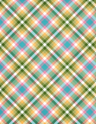 Green, Blue & Pink Mix Easter Colors - Tartan Pattern - A4 Size Backing Paper