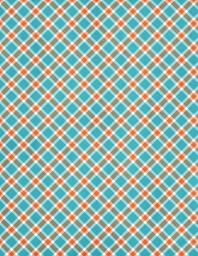 Blue, Orange & White  Easter Colors - Tartan Plaid Pattern - A4 Size Backing Paper