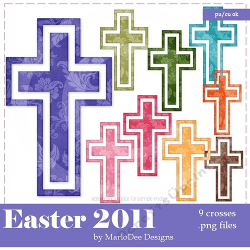 Christian Cross Graphics set 2 - Easter Colors 