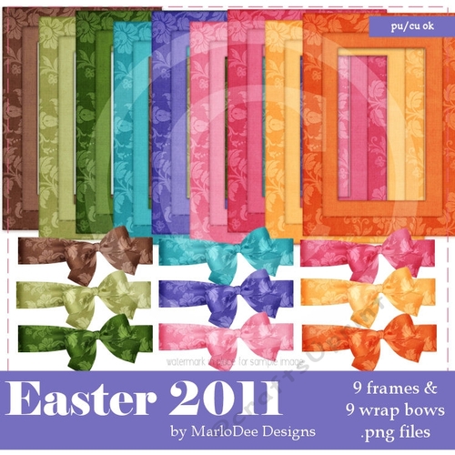 Elegant Floral Vertical Frames & Bows - Easter Colors 