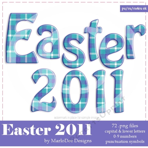 Blue Plaid Alphabet Letters & Numbers - Easter Colors 