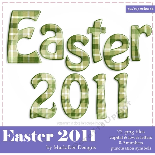 Green Plaid Alphabet Letters & Numbers - Easter Colors 