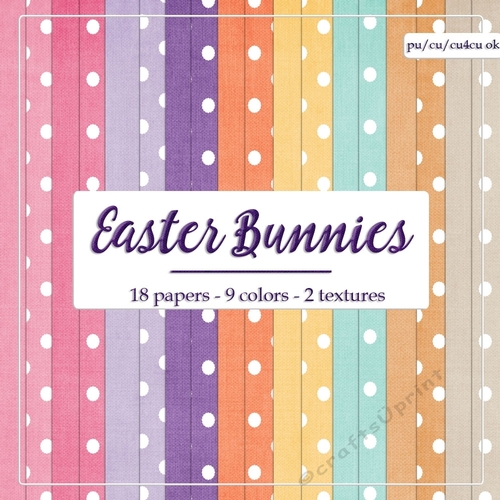 Easter Bunnies Cardstock & Polka Dots A4 Digital Paper Backgrounds