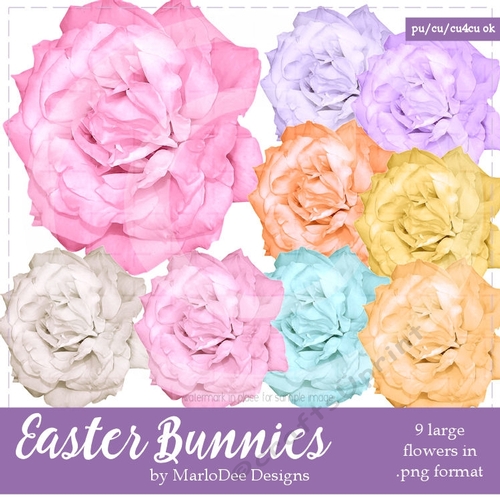 Easter Bunnies Flowers set 6
