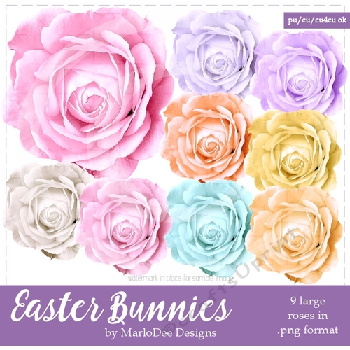 Easter Bunnies Roses set 1