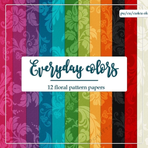 Everyday Colors - Scrapbook Size Floral Pattern Digital Backgrounds