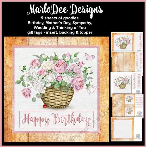 Beautiful English Roses Basket - Mini Card Kit