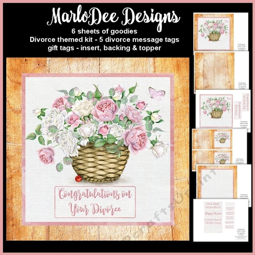 Beautiful English Roses Basket - Divorce Theme Mini Card Kit