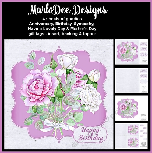 Painted Rose Bouquet - Card Kit 1