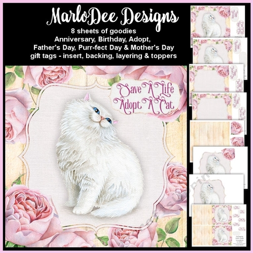 Pretty White Kitty Cat - Mini Card Kit 1