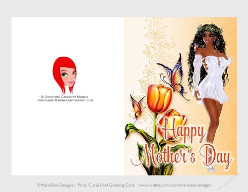 Cut & Fold 5x7 Mothers Day Fantasy Card | Golden Tulip Spring Woman 2