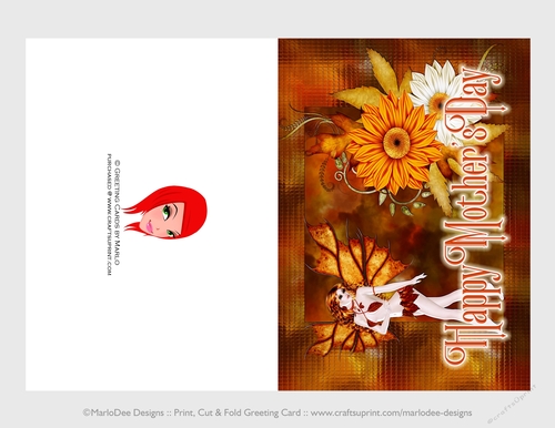 Cut & Fold 5x7 Mothers Day Fantasy Card | Golden Fairy