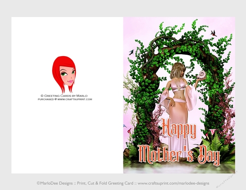 Cut & Fold 5x7 Mothers Day Fantasy Card | Mermaid Out of Water