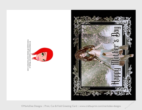 Cut & Fold 5x7 Mothers Day Fantasy Card | Elf Warrior with Winter Oil Painting Scene