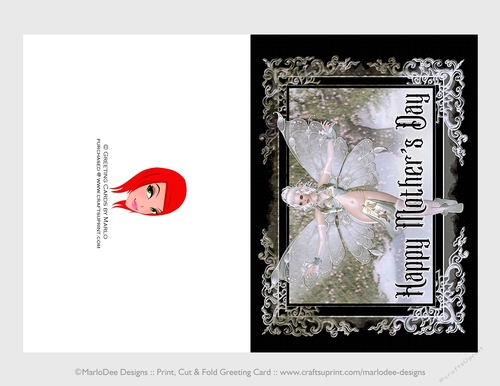 Cut & Fold 5x7 Mothers Day Fantasy Card | Winter Fairy with Winter Oil Painting Scene
