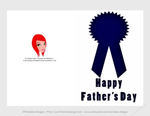 Blue Ribbon | Cut & Fold 5x7 Fathers Day Card  