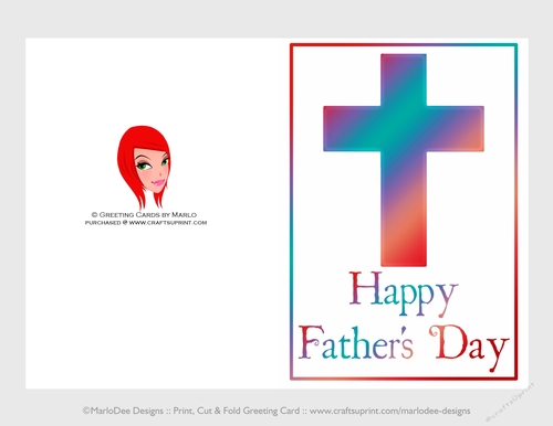 Blue, Purple & Red Cross | Cut & Fold 5x7 Fathers Day Card  
