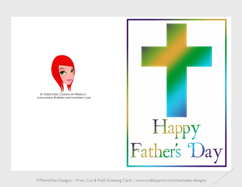 Green, Golden & Blue Cross | Cut & Fold 5x7 Fathers Day Card  