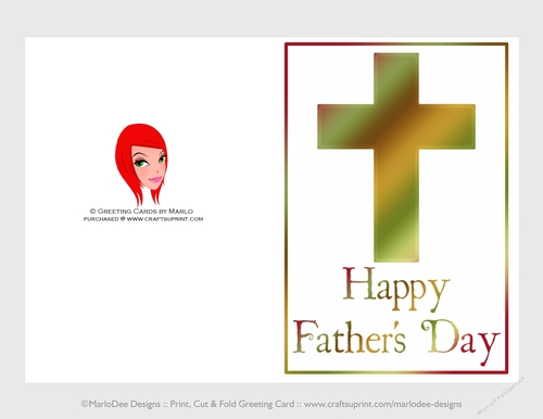 Green, Brown & Golden Cross | Cut & Fold 5x7 Fathers Day Card  