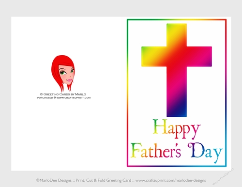 Rainbow Colors Cross | Cut & Fold 5x7 Happy Fathers Day Card 