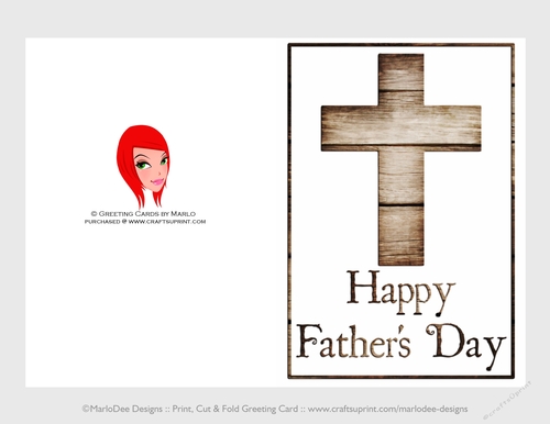 Light Brown Wooden Cross | Cut & Fold 5x7 Happy Fathers Day Card 